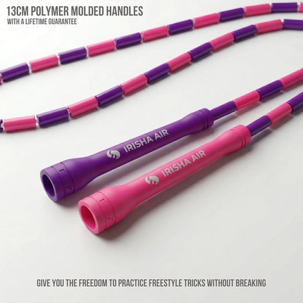 Elevate Rope Beaded Skipping Rope 3M Adjustable Beaded Rope Pink Purple