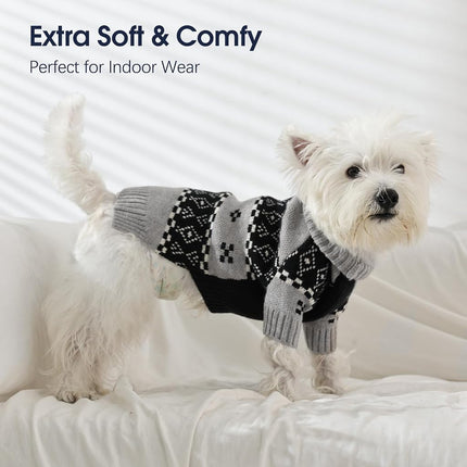 IECOii Great Dane Sweater, 4XL Dog Sweater for Giant Breeds Male, Warm Dog Sweaters with Fair Isle Pattern for Fall Winter Walking, Mid-Neck Pullover Thick & Stretchy for Big Dogs Boy, Grey, 4XL