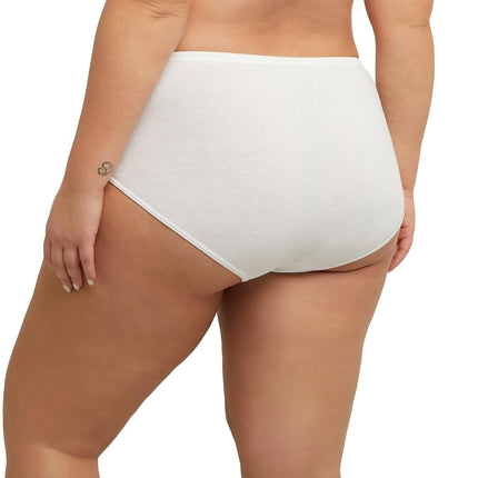 JUST MY SIZE Women's JMS Cool Comfort Cotton Brief 6-Pack, White, XXX-Large