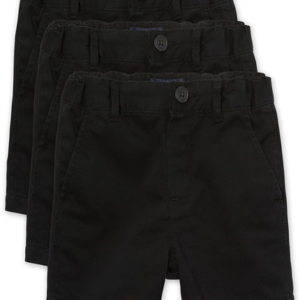 The Children's Place Baby Boys' and Toddler Stretch Chino Shorts, Black 3-Pack, 18-24 Months