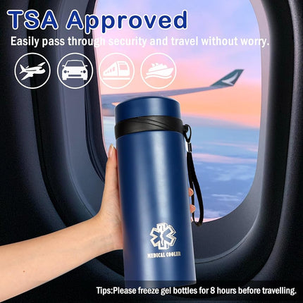 Prnaiev Travel Cooler Case with 7 Pens Insulin 48H, Travel Medicine, Bottle Holder, Tsa Approved, Extra Large Design, Heavy Duty, Weight 2Lb