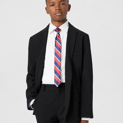 IZOD Boys' Big Bi-Stretch Flat Front Dress Pant, Black Twill, 16
