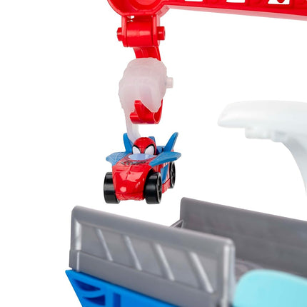 Jazwares Marvel Spidey and His Amazing Friends Construction Zone Chaos Track Set - 2-Foot High Dual Race Track with Zip Line, Play Zones, and Exclusive Vehicles