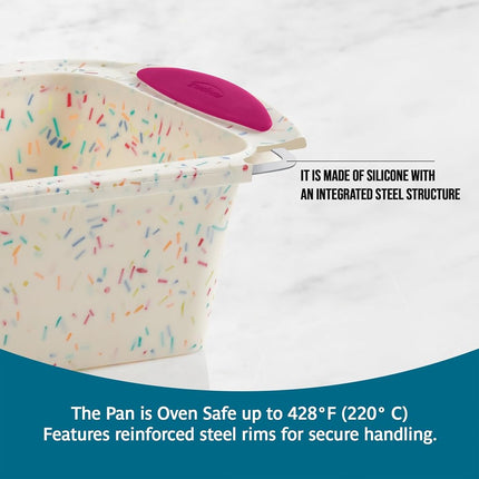 Trudeau Structure Loaf Pan Silicone Bakeware, Medium, White Confetti