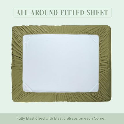 Elegant Comfort Luxury 1500 Premium Hotel Quality Microfiber 4-Piece Sheet Set - Soft, All Around Elastic 18-24 Inches Deep Fitted Sheet - Extra Deep Pocket Sheets, Full, Sage/Green