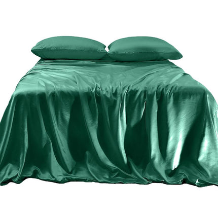 Elegant Comfort Luxurious 4-Piece Silky Satin Sheet Set, Skin and Hair Friendly, Wrinkle, Fade, Stain Resistant with Deep Pockets Fitted Sheet, Cooling Soft Satin Sheet Set, Twin XL, Hunter Green