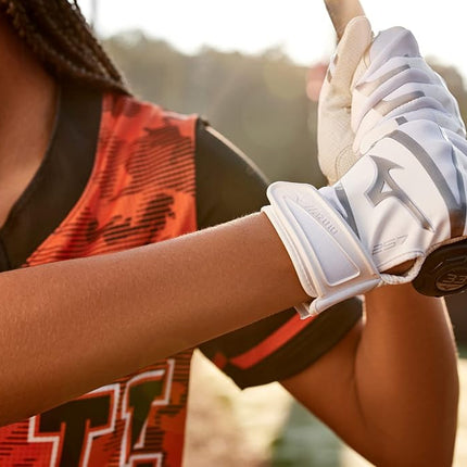 Mizuno F-257 Women's Softball Batting Glove, White-Black, Large