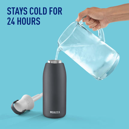Botella con filtro de agua de acero inoxidable Brita, 946 ml, carbón