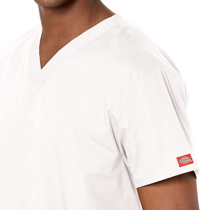 Dickies Women's EDS Signature Scrubs 86706 Missy Fit V-Neck Top Medical Shirt, White, L