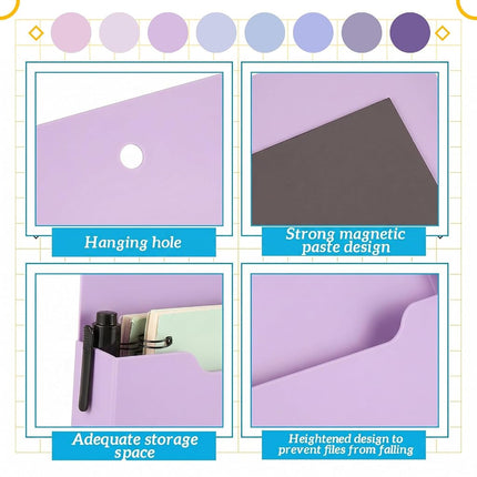 Gilprop 8 Pack Magnetic File Folder Holder for Whiteboard Classroom Storage
