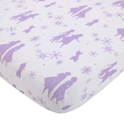 Disney Frozen 2 Lavender, Light Blue and Purple Forest Spirit 4 Piece Toddler Bed Set - Comforter, Fitted Bottom Sheet, Flat Top Sheet, Reversible Pillowcase