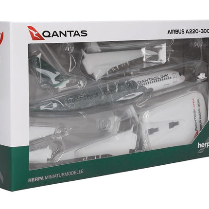 Herpa Snap-Fit Model Airplane QantasLink Airbus A220-300 - Flying Art Series/Minyma Kutjara Tjukurpa 1:200 Scale Miniature Collectible Model with Base Plastic