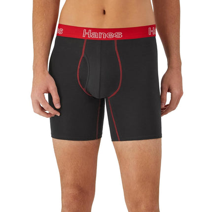 Hanes Men's Tagless Stretch - 6 Pack Black Boxer Briefs, Black, M UK