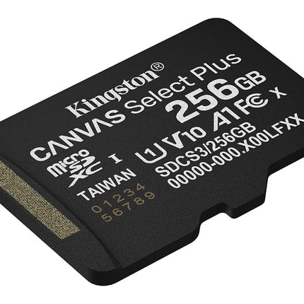 Kingston Canvas Select Plus microSD Memory Card 256GB micSDXC Gen3 150R A1 Single Pack w/o ADP - SDCS3/256GBSP