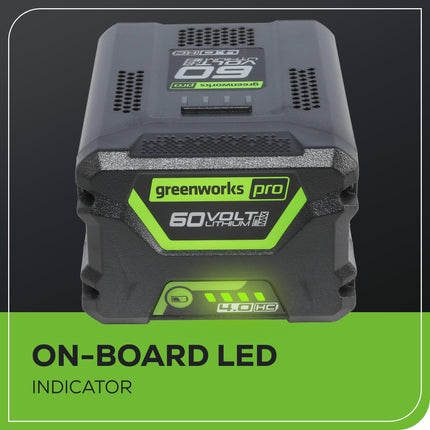 Greenworks 60V 4.0AH High Current (HC) Battery | Provides Fade-Free Power for Maximum Performance | Compatible with 75+ 60V Greenworks Tools