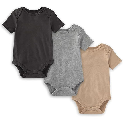 Burt's Bees Baby Bodysuits, 3-Pack Long & Short-Sleeve One-Piece, 100% Organic Cotton, Ash, 0-3 Months