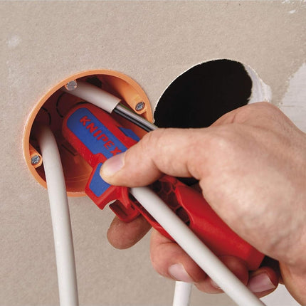 KNIPEX Ergostrip Universal Stripping Tool for Right-Handers, 135 mm, Round Cable, Coax Cables, Data Cables, Wire Stripper, 16 95 01 SB