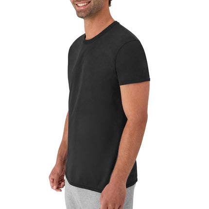 Hanes Men's Cotton, Moisture-Wicking Crew Tee Undershirts, Multi-Packs T-Shirt, Black-7 Pack, Medium (Pack of 7)