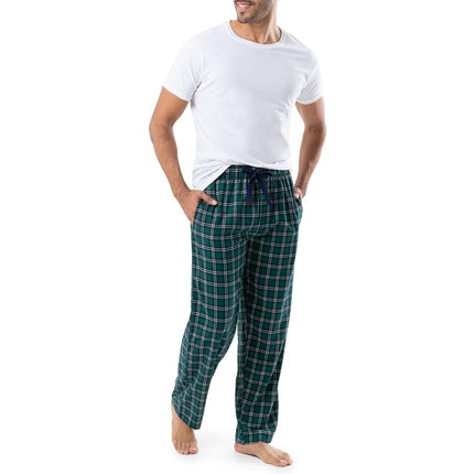 Izod Men's Dyed Woven Pyjama Bottoms Made from Poly-Rayon Yarn, Green Chequered, XXL