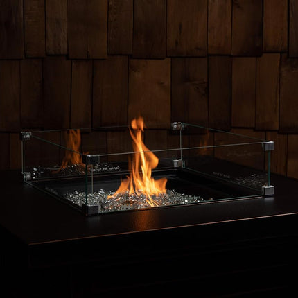 Fire Sense Fire Pit Wind Guard | Square | Clear Glass | 22.5 Inches | Tempered Glass | For Propane, Gas, Fire Pits and Patio Heaters