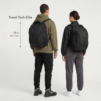 SWISSGEAR Travel Tech Elite USB ScanSmart Laptop Backpack Fits up to 16-Inch Laptop with TSA Lay-Flat for School & Trips, Grey Ballistic, 18-Inch