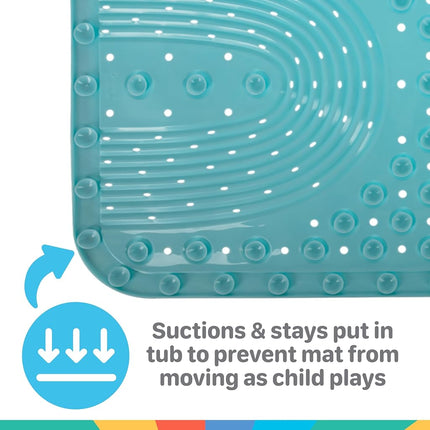 Nuby Cushioned Bath Mat – Non-Slip Bathtub Mat with Suction Cups, Soft Cushion for Tubs & Showers, Aqua