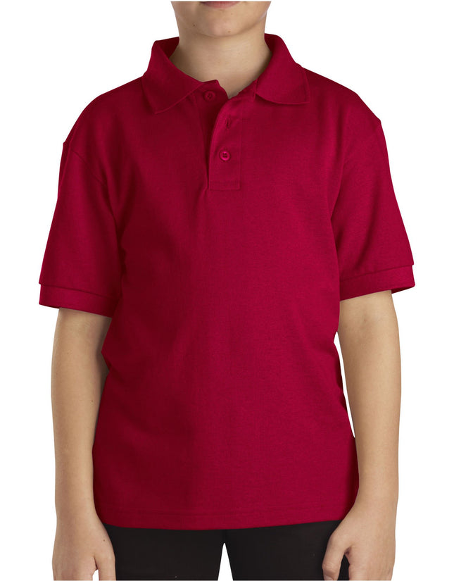 Dickies Boys' Short Sleeve Pique Polo, English Red