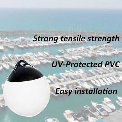 X-Haibei 2 Pcs Boat Fenders Ball Round Anchor Buoy, Dock Bumpers Ball Inflatable Vinyl Shield Protection Marine Mooring Buoy White A30 Dia. 11.8 inch H 13.8 inch