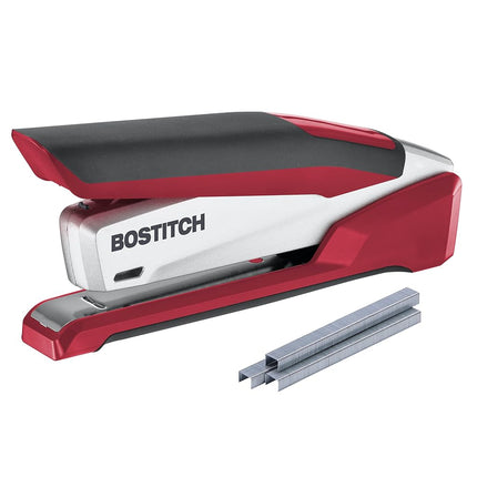 PaperPro inPOWER+28 Executive Stapler - 3 in 1 Stapler - One Finger, No Effort, Spring Powered Stapler, Red/Silver (1117)