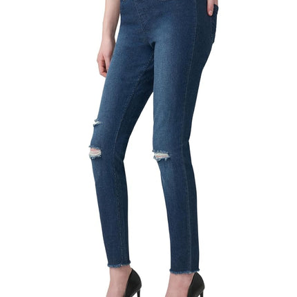 HUE Women's Ripped Knee Denim Leggings - Blue - XS