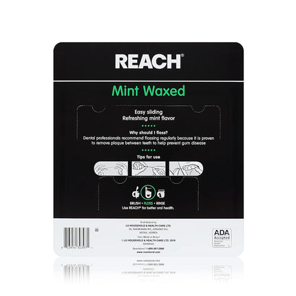 REACH Waxed Dental Floss, Mint, Plaque Remover, Shred Resistant, Extra Wide Cleaning, Gentle on Gums & Teeth, PFAS-Free, Oral Care, for Adults & Kids, 55yd, 1 Pack