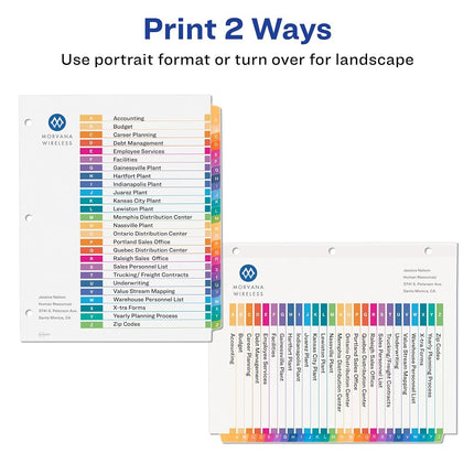Avery Ready Index(R) Jeu de 26 intercalaires alphabétiques (A-Z) pour table des matières, paquet de 12 (11125)
