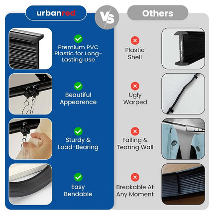 UrbanRed Flexible Ceiling Curtain Track, 5 m (16.4 ft) Rail Kit, Black