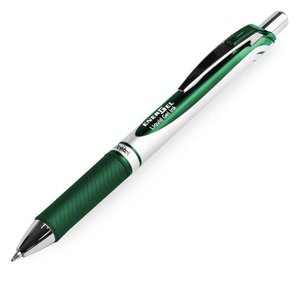 Pentel EnerGel XM BL77 - Retractable Liquid Gel Ink Pen - 0.7mm - 54% Recycled - Forest Green - Pack of 3