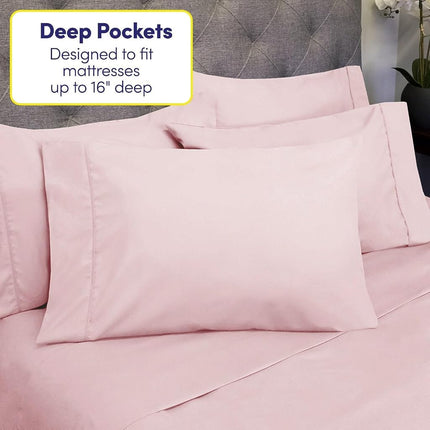 Twin Size Bed Sheets - 4 Piece 1500 Supreme Collection Fine Brushed Microfiber Deep Pocket Twin Sheet Set Bedding - 1 EXTRA PILLOW CASES, GREAT VALUE, Twin, Pale Pink