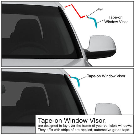 DNA MOTORING Set of 4 Tape-On Window Rain Guards for 2006-2008 Honda FIT GD3 Smoke Tint Window Visor Shade/Sun Wind/RAIN Deflector, WVS-057