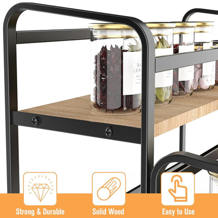 Organizador de especias para encimera, soporte de almacenamiento de especias de 3 niveles con conexión magnética para cocina, estante duradero para jarabes con protección anticaídas, estante expositor versátil para botellas de vino, cosméticos.