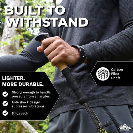 Cascade Mountain Tech Trekking Poles - Carbon Fiber Walking or Hiking Sticks with Quick Adjustable Locks (Set of 2)