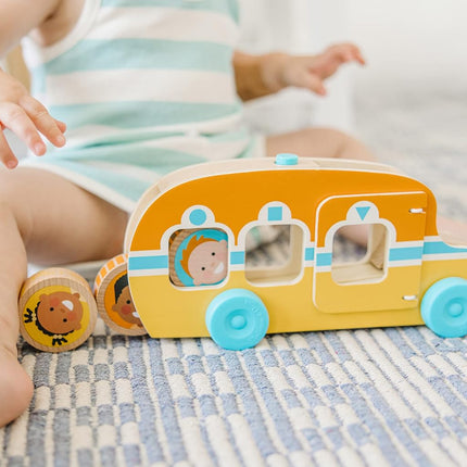Melissa & Doug GO Tots Wooden Toy Race Bus (1 Bus, 3 Discs) with Collectible Characters | Wooden Toy for Infants | Developmental Toy for Toddlers | 0+| Gift for Baby Boys or Baby Girls - FSC Certified