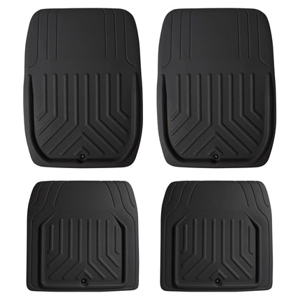 FH Group Automotive Floor Mats - Black Faux Leather Deep Dish Floor Mats, Trim-to-Fit Floor Mats for Cars, Universal Fit Floor Mats Full Set, Car Mats for Most Sedan, SUV, Truck Floor Mats