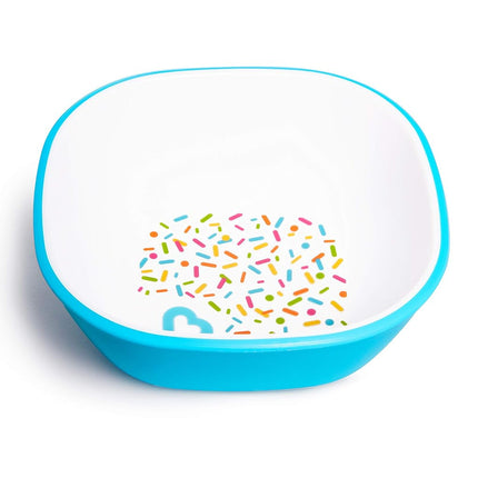 Munchkin Splash 6 Piece Toddler Divided Plate, Bowl & Cup Dining Set, Blue Sprinkles