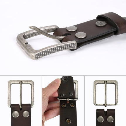 Wrangler - Ceinture homme en cuir véritable avec boucle amovible, 38 mm, décontractée pour jeans, cadeau pour homme, marron, 38 (tour de taille 35-36)