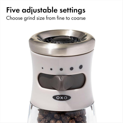 OXO 11312500 Good Grips Contoured Mess-Free Pepper Grinder, Ceramic, Gray