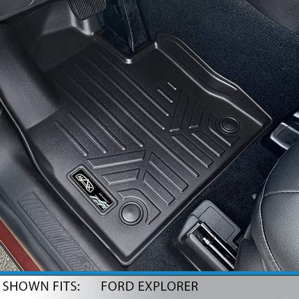 SMARTLINER All Weather Custom Fit Floor Mats 2 Row Liner Set Black for 2020 Ford Explorer Fits 6 and 7 Passenger Models