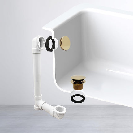 Westbrass 493244H-01 12" & 4" Bath Waste & Overflow Assembly with Tip-Toe Drain Plug and Illusionary Faceplate-SCH. 40 PVC Pipe, 1-Pack, Polished Brass