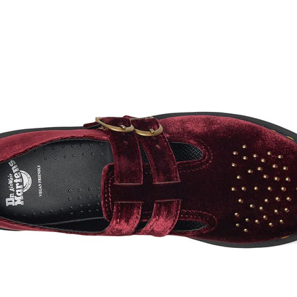 Dr. Martens Women's Vegan 8065 Mary Jane Flat, Cherry Red Velvet, 5