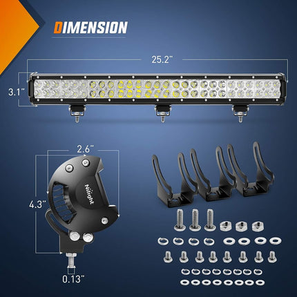 Nilight LED Light Bar 25Inch 162W Spot Flood Combo Led Off Road Lights 12V 5Pin Rocker Switch LED Light Bar Wiring Harness Kit, (ZH081)