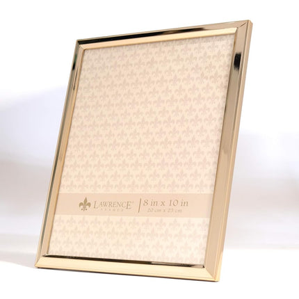 Lawrence Frames 8 x 10 Gold Metal Picture Frame - Classic Bevel Picture Frame, Metal