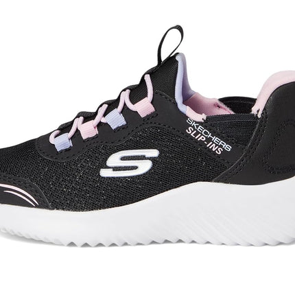 Skechers Girls' Bounder Simple Cute Trainer, Black/White, 4 UK Toddler