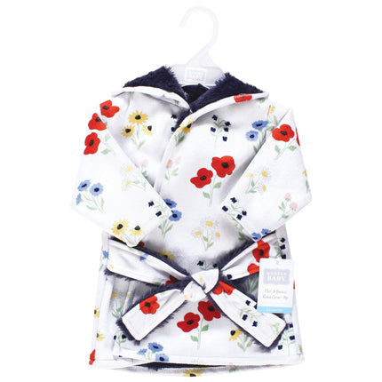 Hudson Baby Unisex Baby Mink with Faux Fur Lining Pool and Beach Robe Cover-ups, Wildflower, 12-18 Months